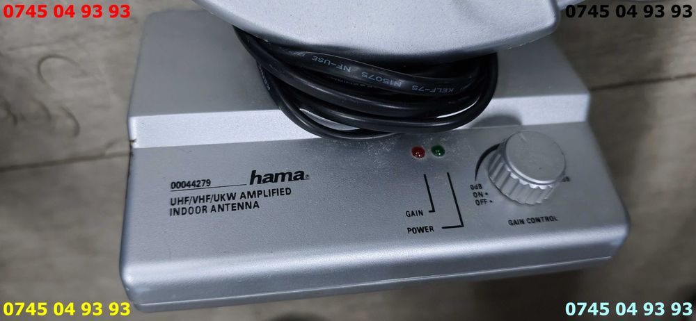 antena TV de interior model HAMA 000044279 cu alimentare si antena suplimentara telescopica