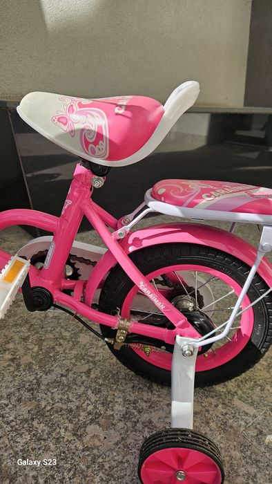 Bicicleta CARAIMAN 12G Roz, Roti 12 inch, Roti Ajutatoare, Varsta 3-5