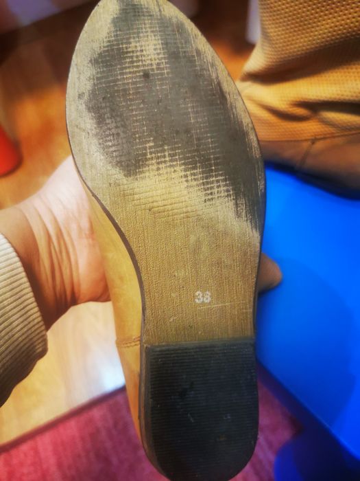 Cizme piele maro deschis Stradivarius