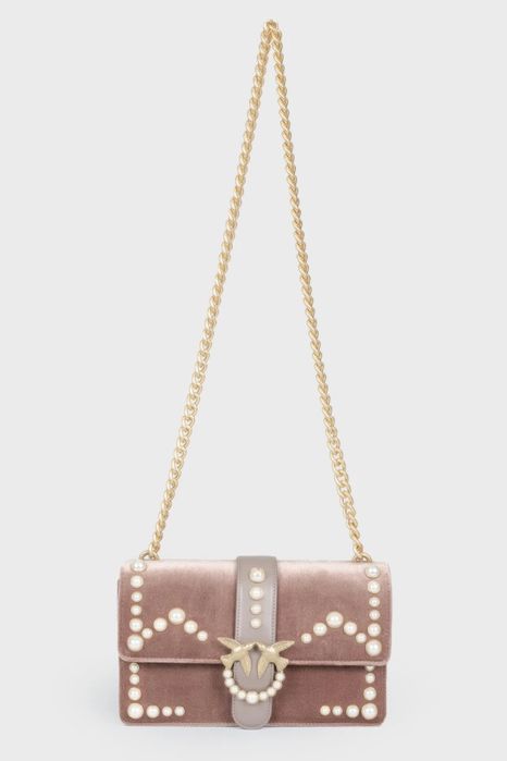 Оригинална дамска чанта PINKO Pinko Love Velvet Pearls