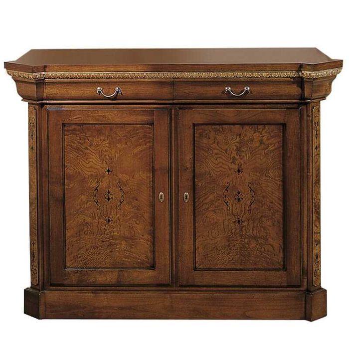 Set mobilier clasic lemn masiv:  masă + bufet + 6 scaune + cărucior