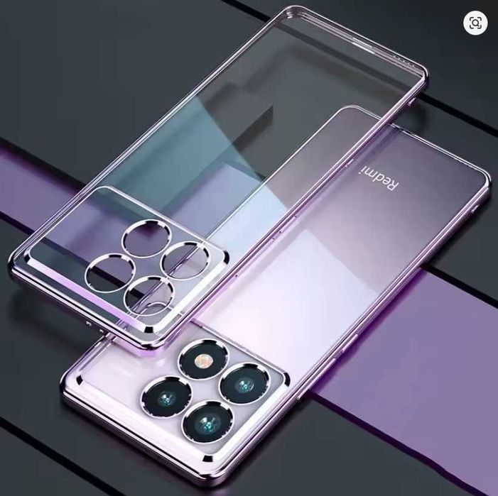 Прозрачен кейс с лилав отенък  за Poco X6 Pro