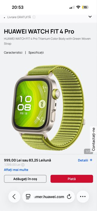 HUAWEY Watch Fit 4 PRO Titanium cu garantie