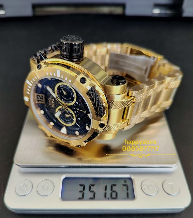 часовник INVICTA Bolt Men Gold and Black 52 mm, Инвикта нов