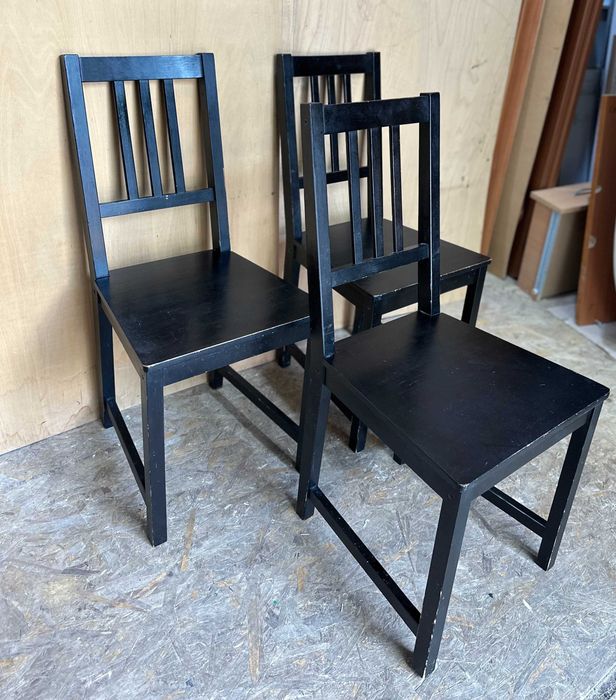 Set 3 Scaune din lemn tip Ikea; Scaun negru