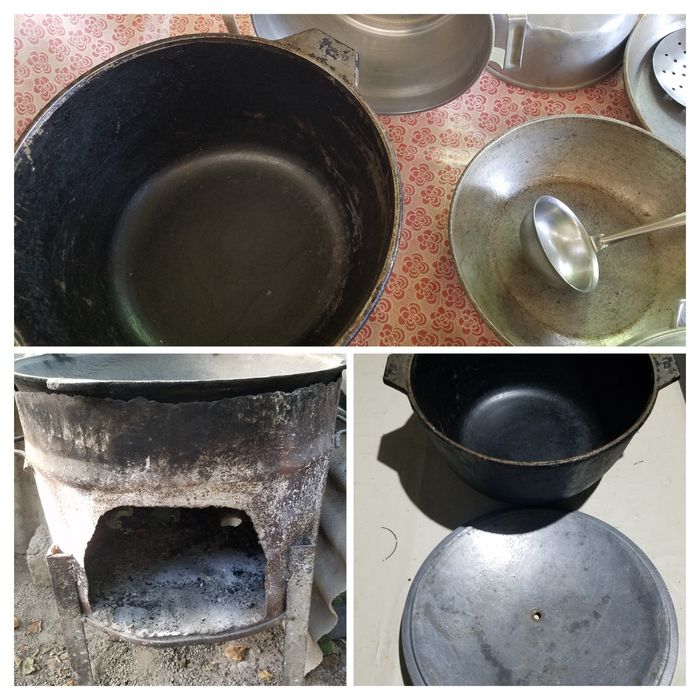 Мангал с казаном и алюминевая посуда