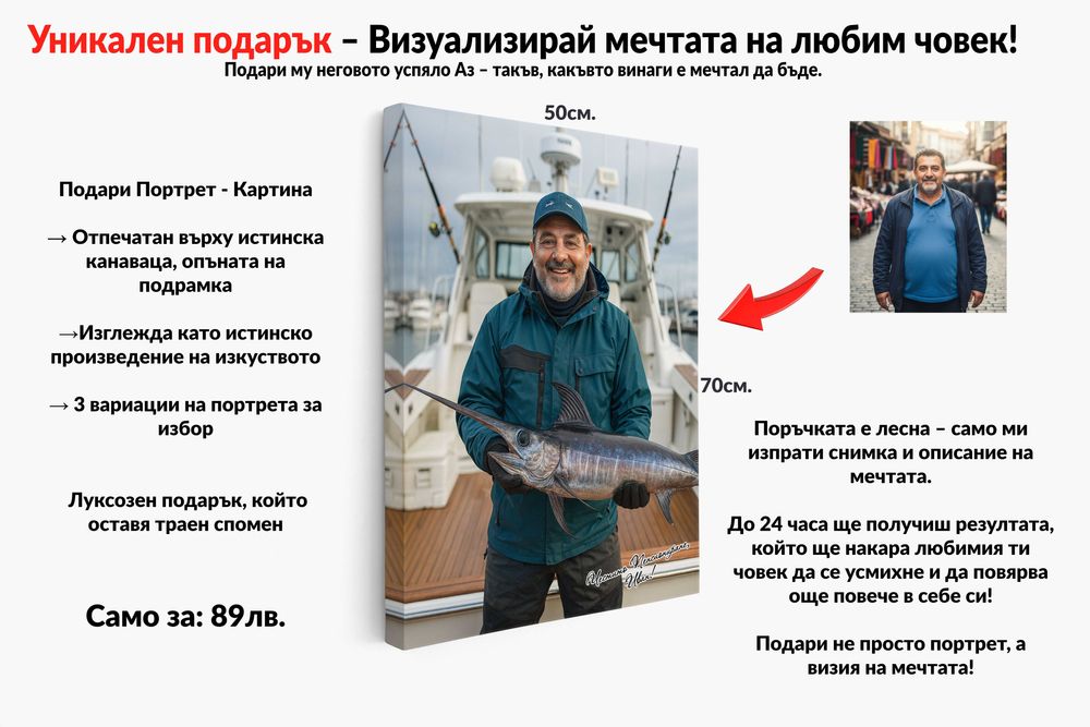 Портрет по снимка – Персонализиран подарък в рамка/канаваца