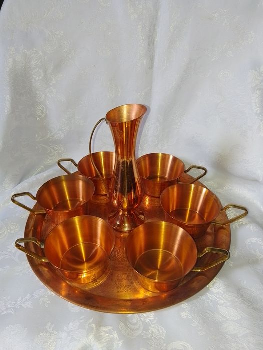 Стар Меден Сервиз за - Кафе , Вино, Ракия - 8 части1