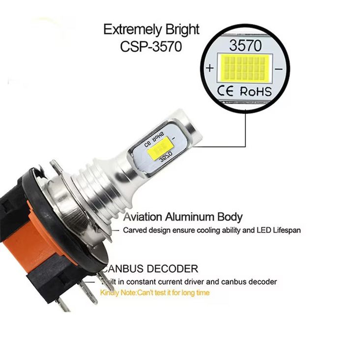 LED крушка за мъгла H15, бяла, 3570 2SMD чипове/ A3953