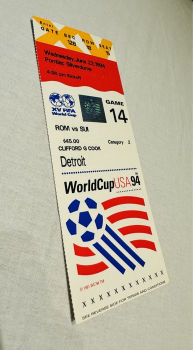 Bilet România - Elveția (World Cup ‘94)