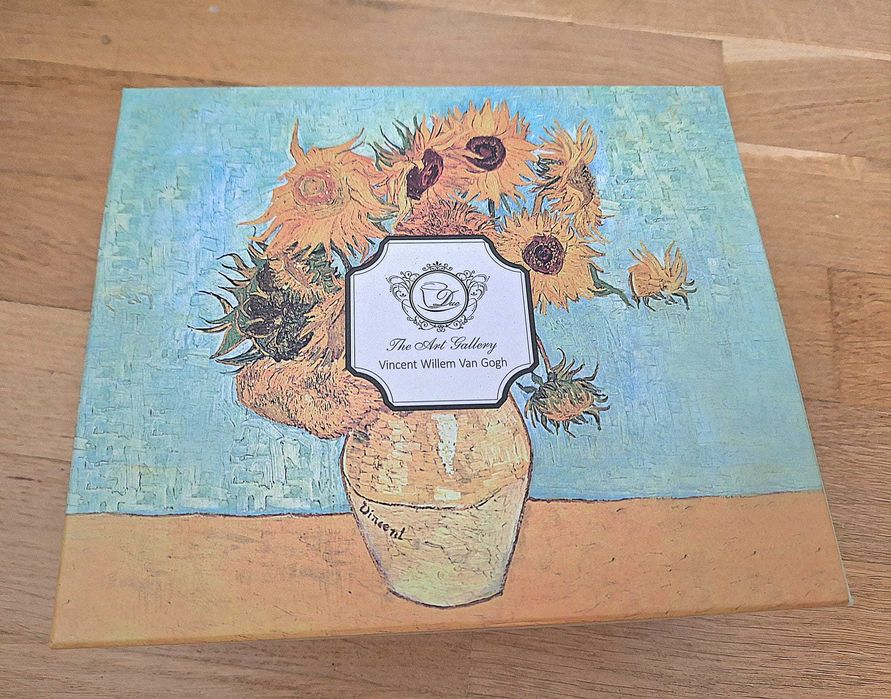 Комплект 2 чаши и чинийки, Ван Гог-Слънчогледи, порцелан, многоцветен