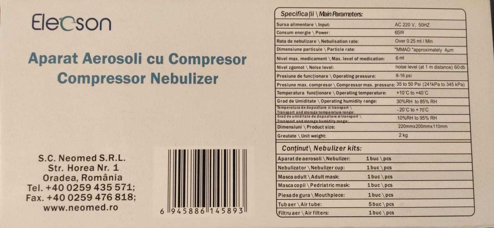 Aparat aerosoli cu compresor Elecson EL003