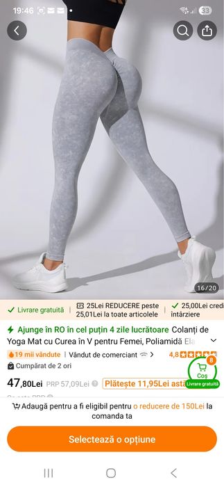 2 colanti efect push-up si o bluza de sala