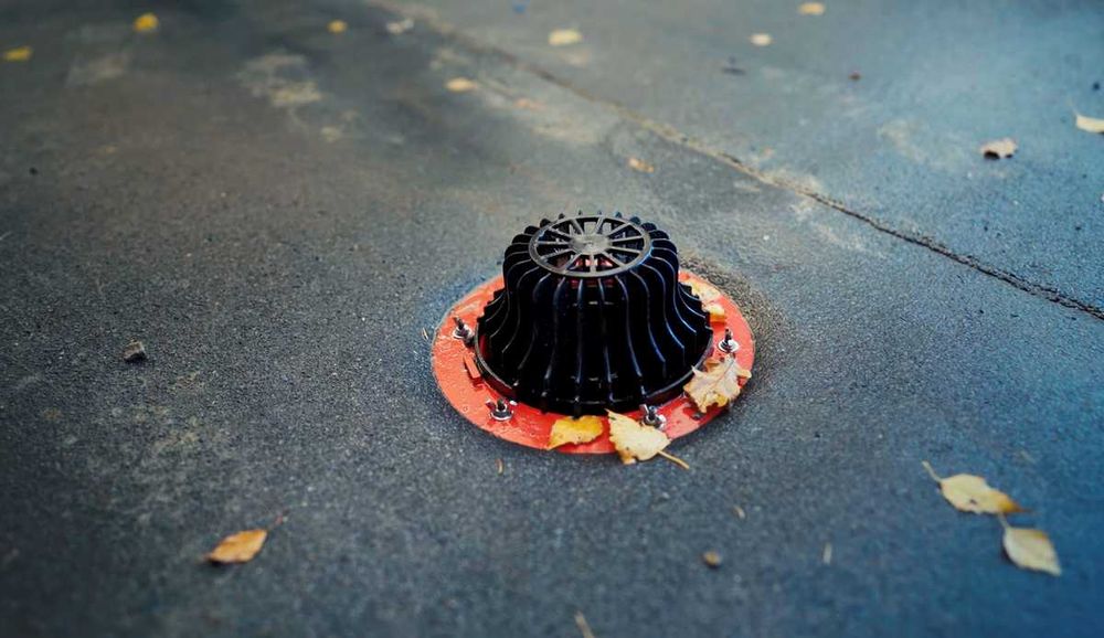 Воронка с обогревом для плоской кровли. ПВХ мембрана, Техноэласт.