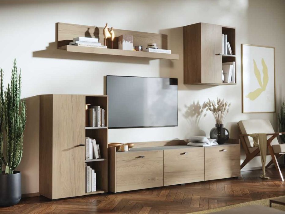 Living Silensia C1 – Mobila sufragerie aspect lemn / bej
