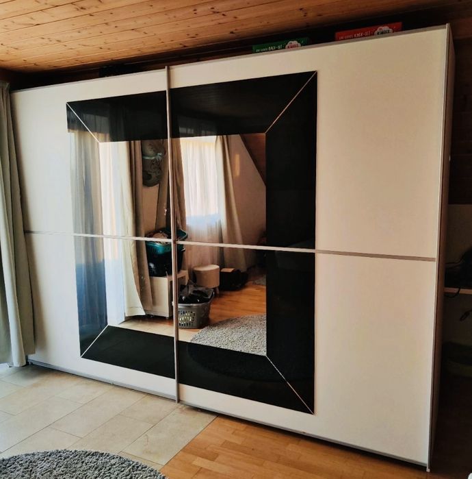 Dressing/Dulap 315/222/69 cm 2 usi culisante oglinda/alb