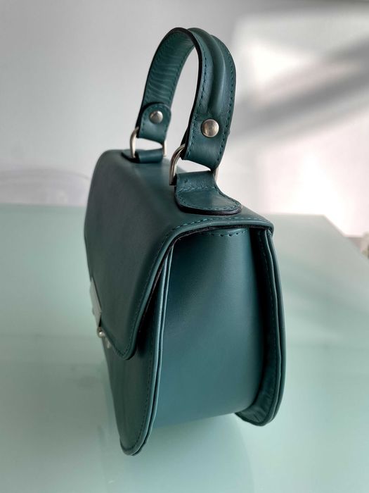 Vand poseta dama din PIELE NATURALA, verde turcoaz, noua