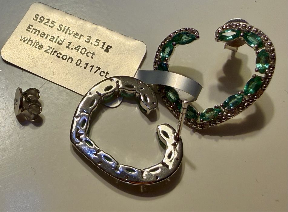 Сребърни обеци 925 с ИЗУМРУДИ