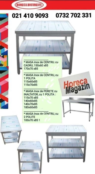 Masa inox cu polita / Mese inox / Masa inox profesionala horeca