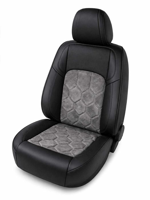 Луксозна тапицерия за седалки еко кожа и алкантара - черно-сива