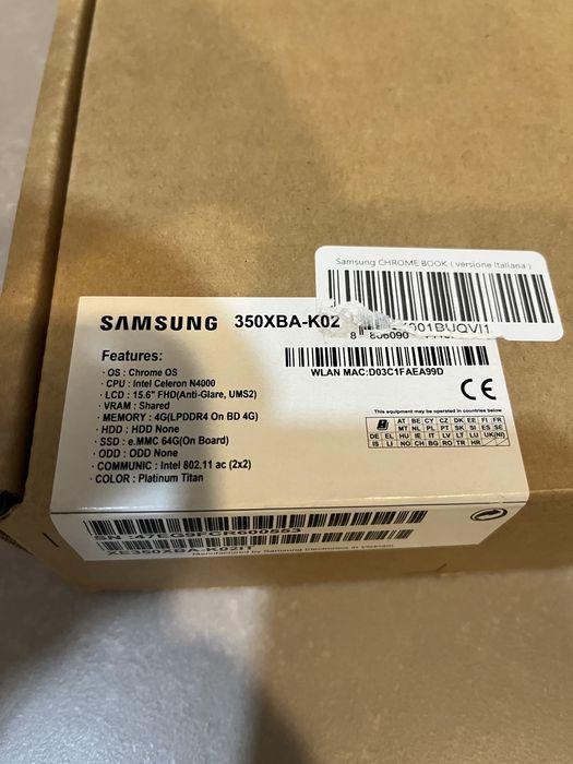 Laptop Samsung Chromebook 4+ 15,6”, intel celeron N4000, 4GB RAM, 64GB