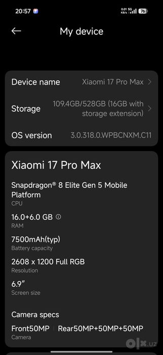 xiaomi 17 pro max 16/512gb 99％