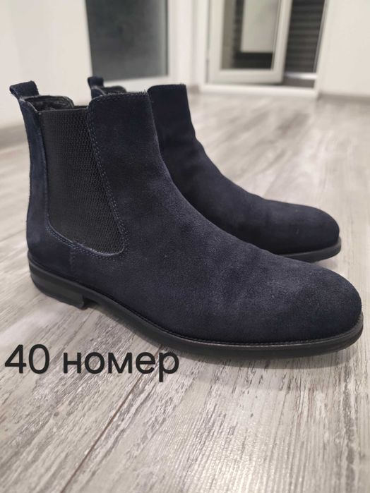 ANDREWS мъжки тъмносини велурени боти тип челси (Chelsea boots)