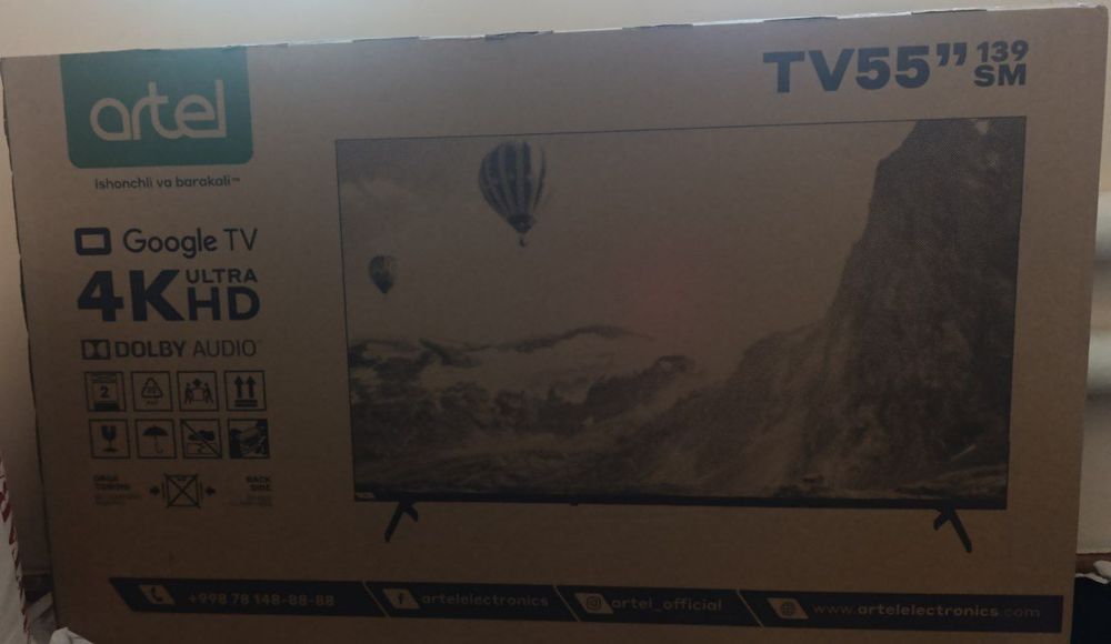 Новый телевизор Артель размер 55,139 (Google TV 4K HD ultra)