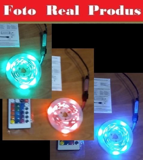 Kit Banda RGB/Led-uri SMD3535 la 5V/5M, controler+telecomanda -din UK