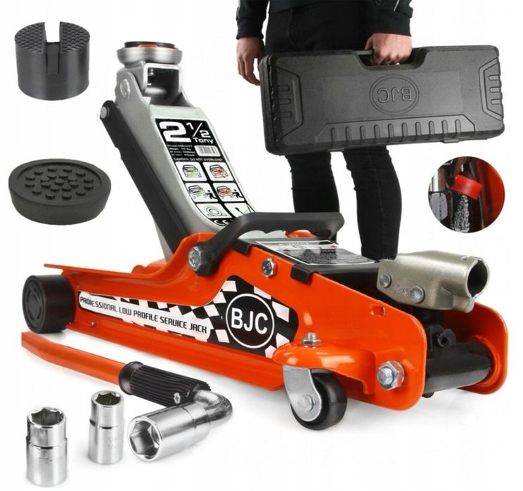 Хидравличен крик в куфар 2500кг. Нископрофилен с приставки BJC