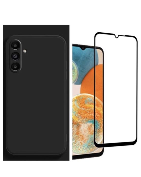Husa Glow Case inter Alcantara si Folie Sticla Samsung A14/A34/A54/A56/A57