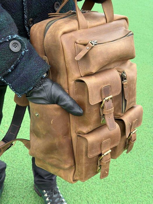 Rucsac din piele. Piele vintage autentică CrazyHorse. Nou