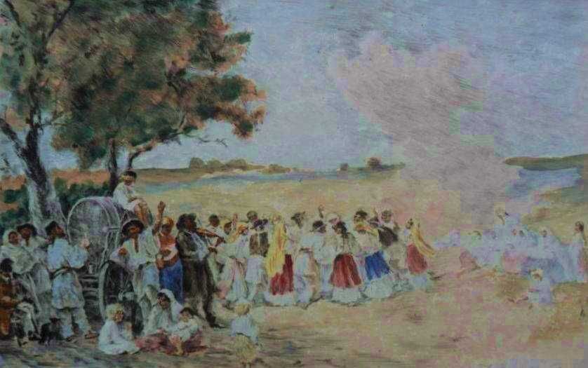 AUTENTIC "HORA" acvaforte acuarel PRIHODA István (1891-1965) dupa Aman