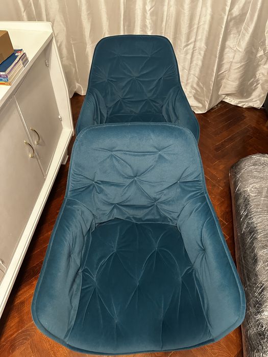 2 scaune catifea turcoaz