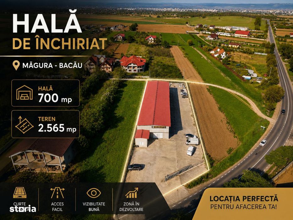 De inchiriat hala 700 mp + 2.565 mp teren Magura - Bacau