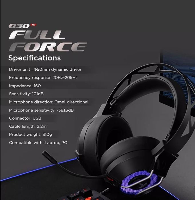 Edifier G30 TE RGB Игровые Проводные Наушники/Гарнитура