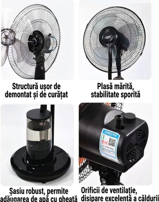 Ventilator cu pulverizare Apa 75w 3 viteze silentios telecomanda racire rapida