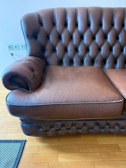 Винтидж кожен диван от истинска кожа