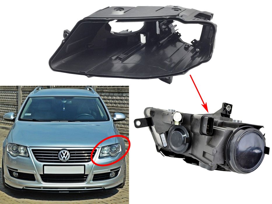 Основа (корпус) за фар на VW Passat B6 Халоген