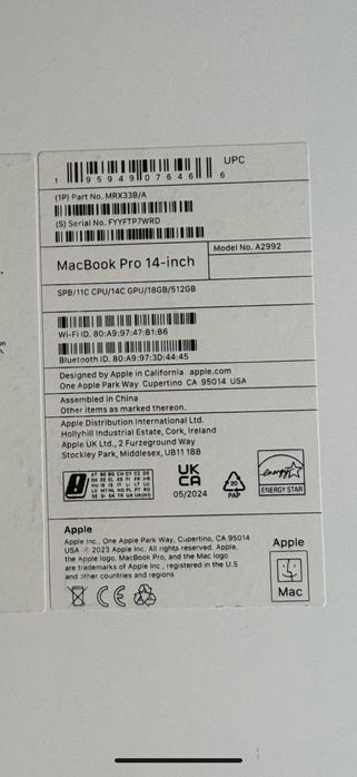 Перфектен MacBook Pro 14" с Apple M3 Pro 512 GB