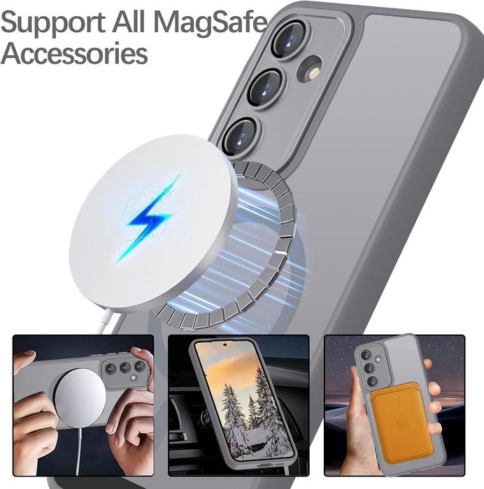Матов magsafe кейс за samsung galaxy a56 - титаниево сив