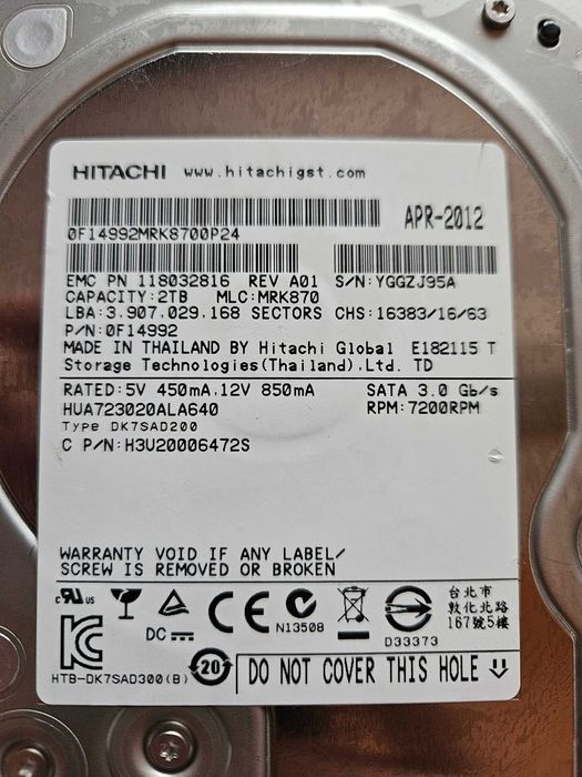 Hard-disk 2TB Hitachi SATA2