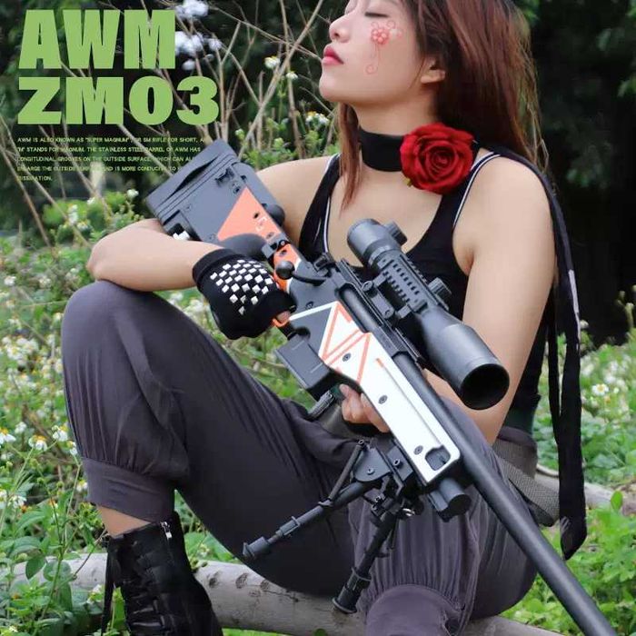 Pusca FULL METAL+MUNITIE Airsoft SNIPER AWP ARC Cu Luneta pistol 4.8J