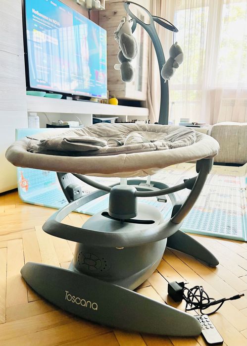 LORELLI Premium Електрическа люлка-шезлонг 2в1 TOSCANA 360° GREY TREES