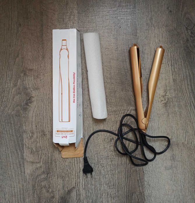 Преса за коса Iron Curler, 2 в 1, За изправяне, Къдрене, Златист