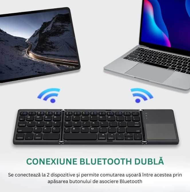 Tastatura pliabila Bluetooth, Portabila, subtire, Touchpad 2 click-uri