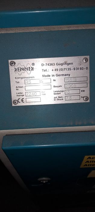 Винтов компресор Renner + съд за високо налягане