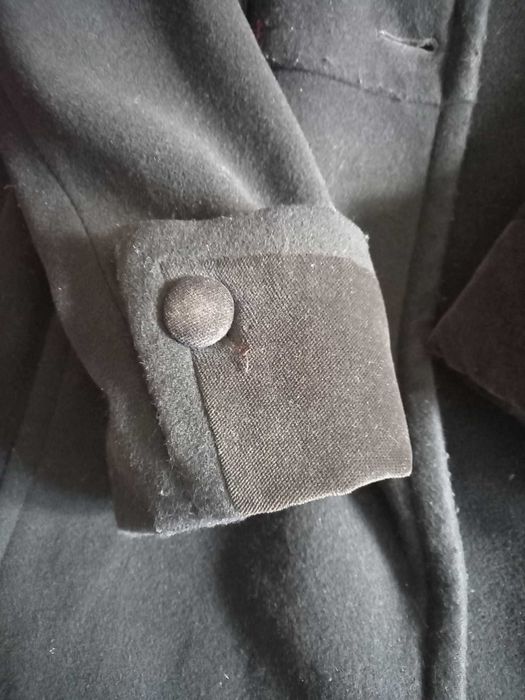palton dama din lana negru trei sferturi marime 48, L merge si XL
