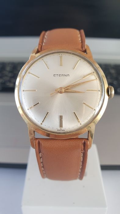 Антикварен швейцарски позлатен мъжки ръчен часовник ETERNA