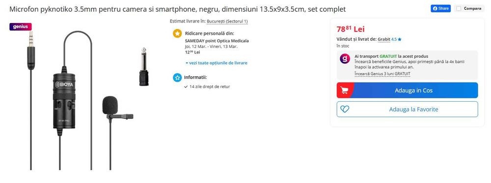 Microfon lavaliera wireless Boya BY-WM4 PRO + Lavaliera Stereo BY-M1